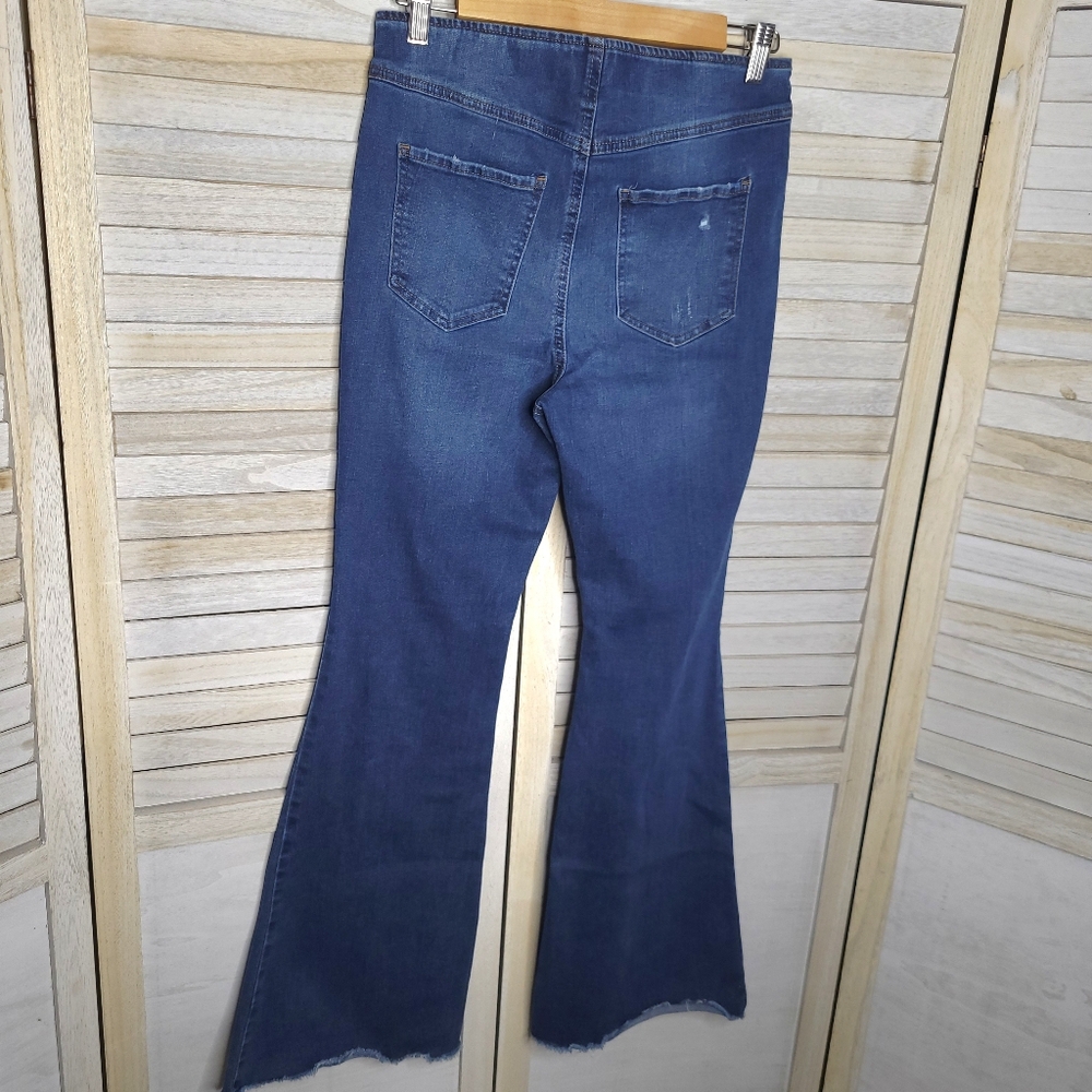 Womens Flare Jeggings Size 9 Regular 28 Waist Pull On Pants Stretchy Blue - Picture 6 of 6